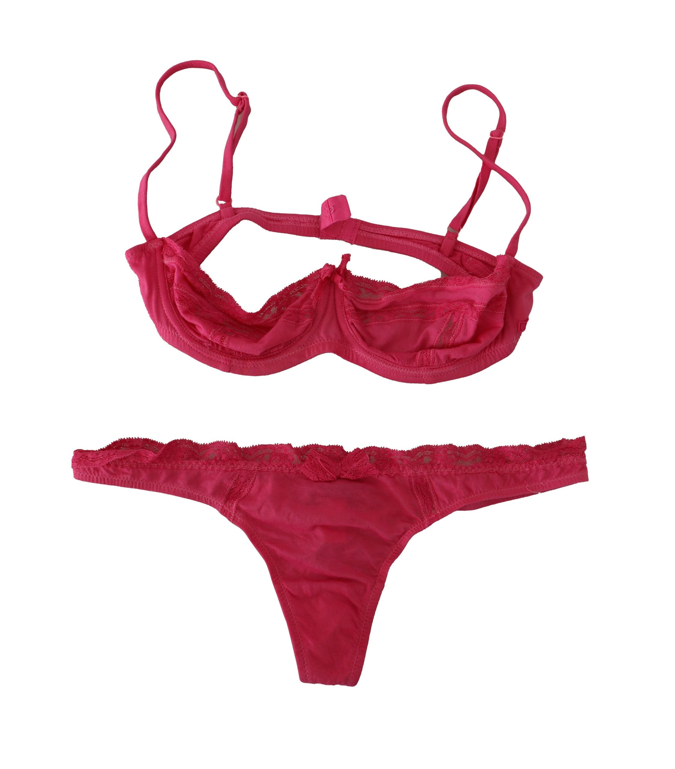 Ermanno Scervino Chic Dark Pink Lace Cotton Lingerie Set