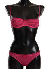 Ermanno Scervino Chic Dark Pink Lace Cotton Lingerie Set