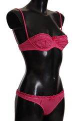 Ermanno Scervino Chic Dark Pink Lace Cotton Lingerie Set