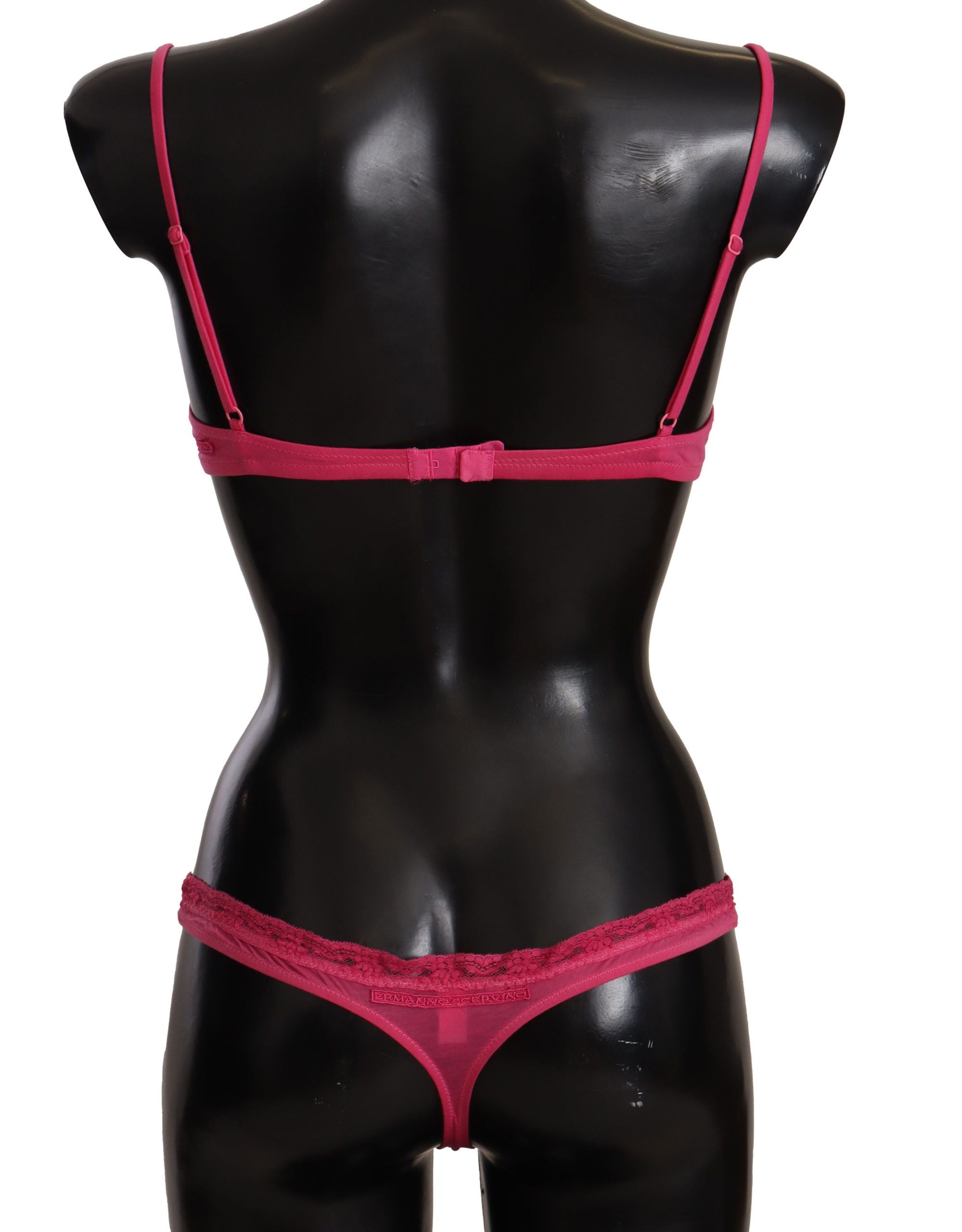 Ermanno Scervino Chic Dark Pink Lace Cotton Lingerie Set