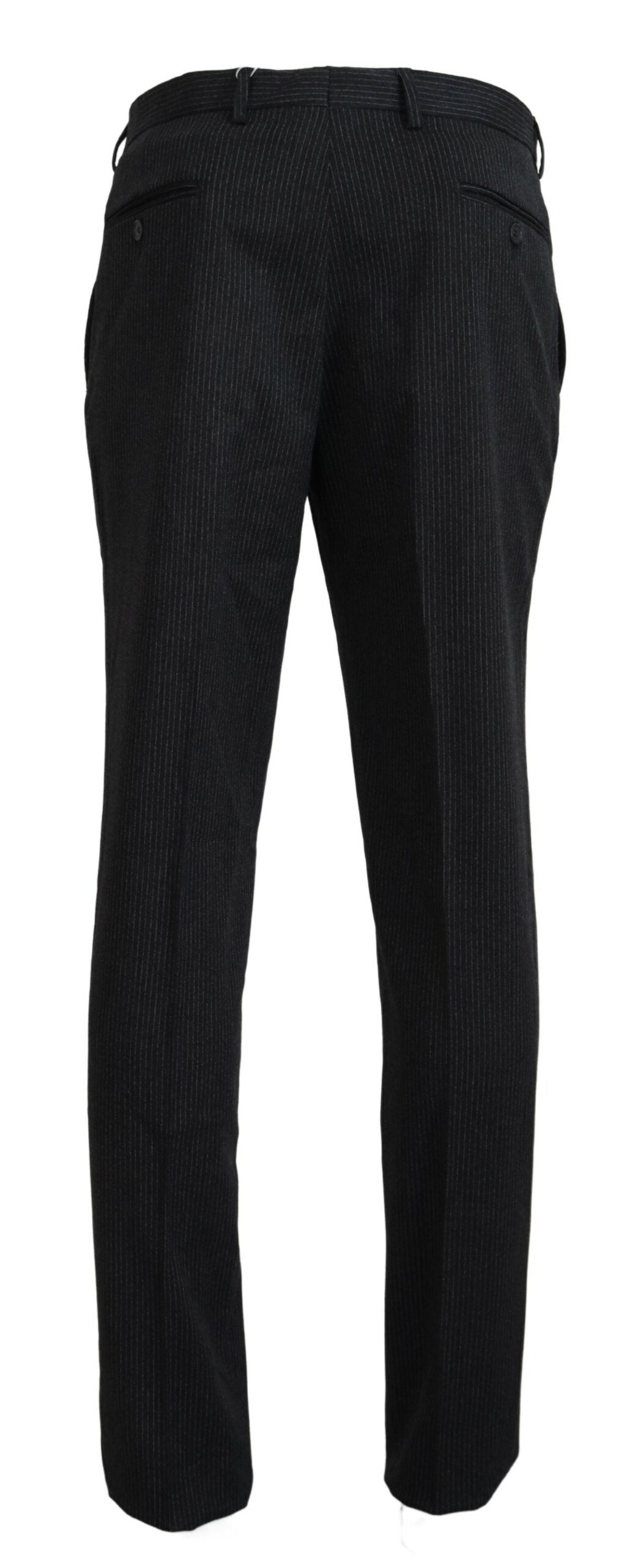 BENCIVENGA Black Wool Striped Straight Fit Men Pants