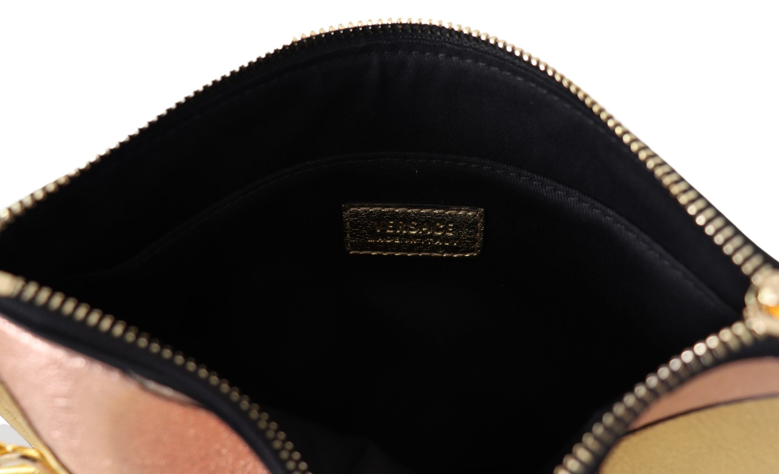 Versace Versace Bronze Leather Zip Small Pouch Women's Bag