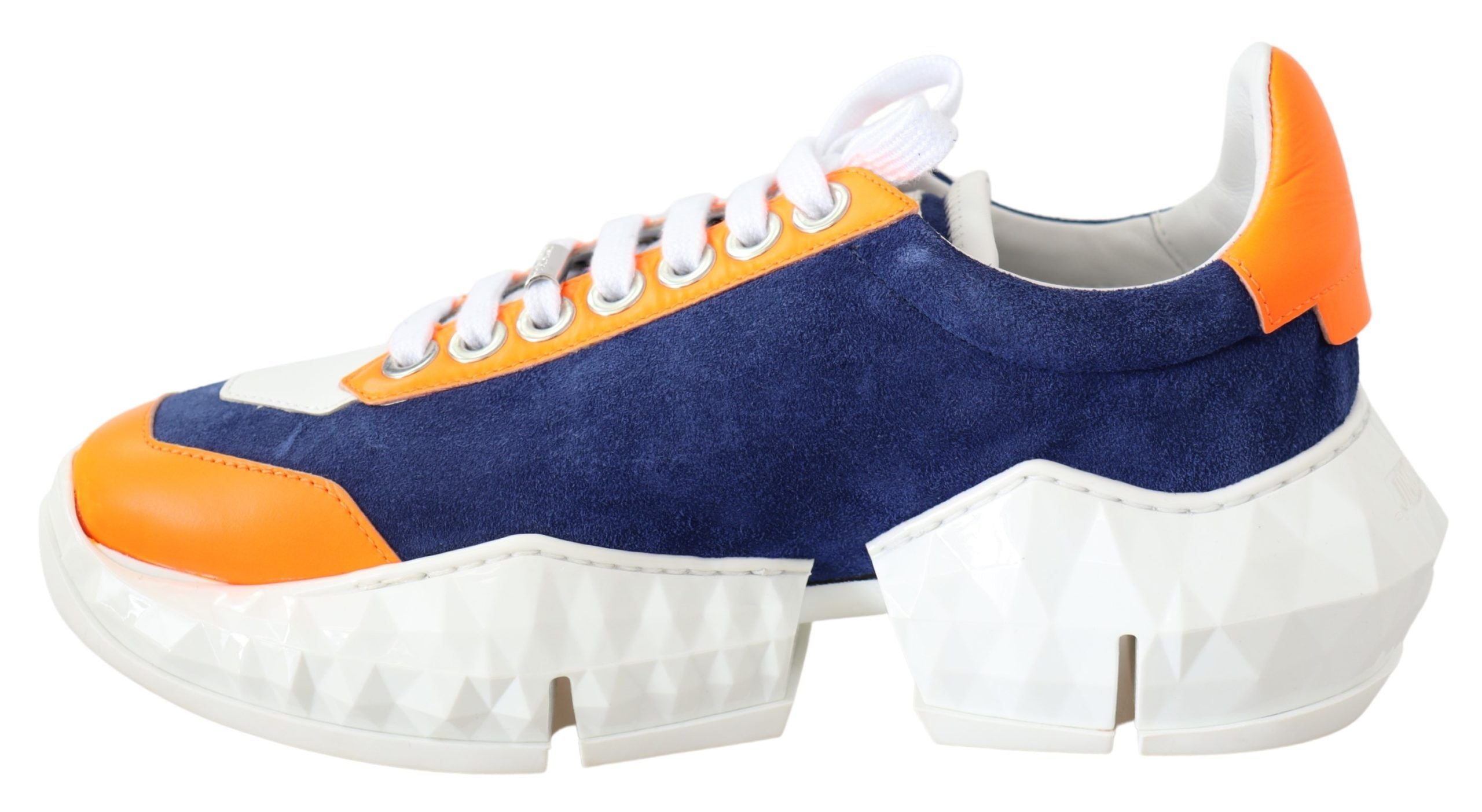 Jimmy Choo Diamond Blue Orange Leather Sneaker