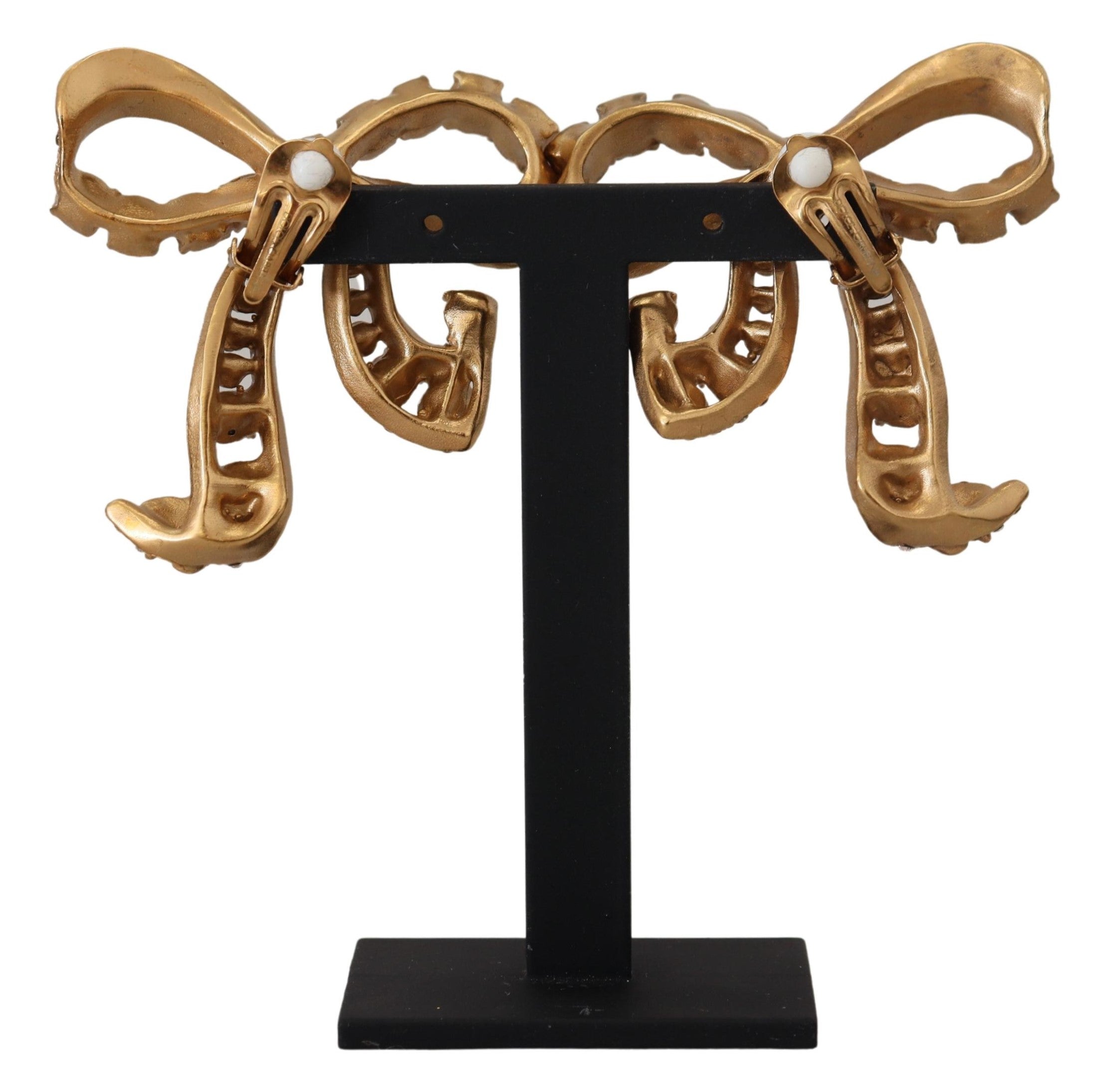 Dolce & Gabbana Elegant Gold-Toned Bow Clip Earrings