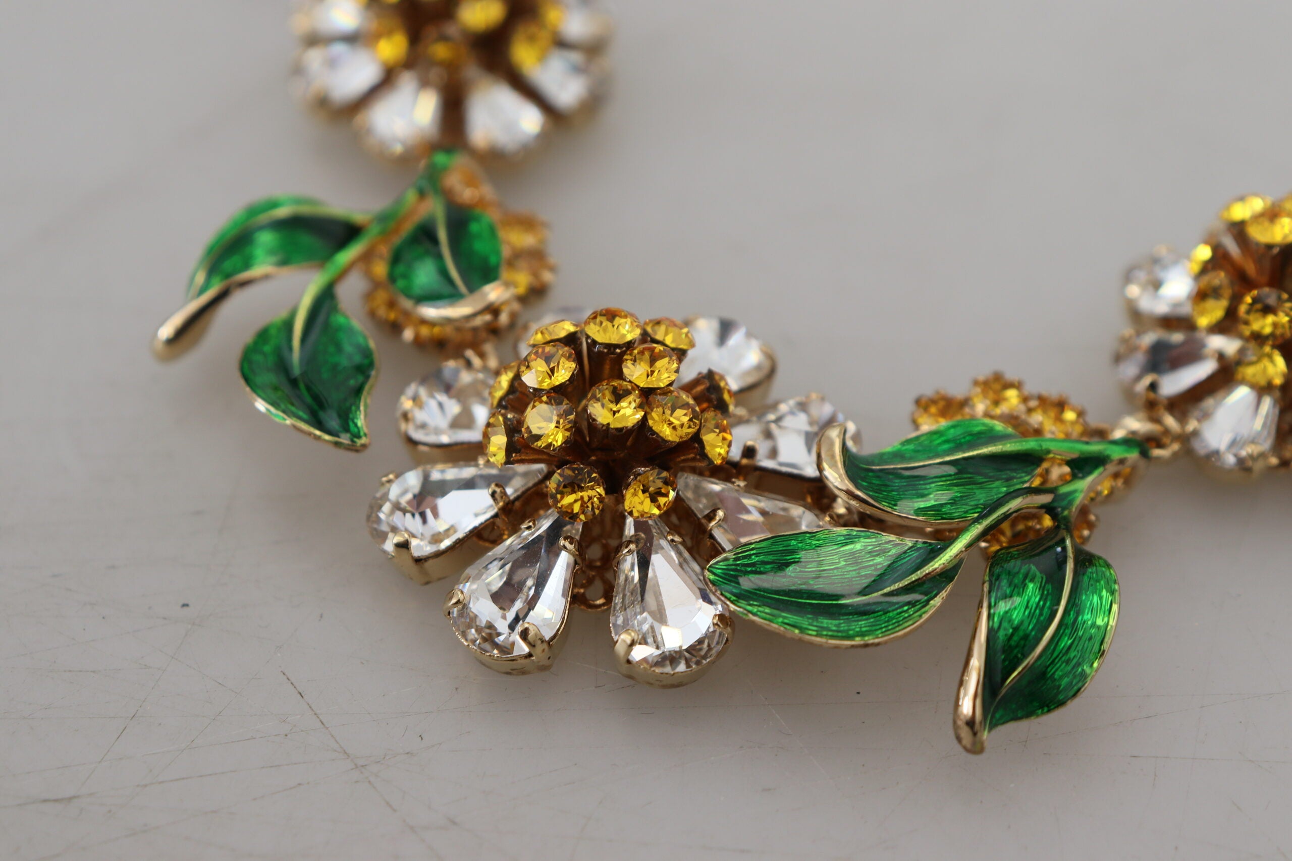 Dolce & Gabbana Elegant Gold Tone Crystal Statement Necklace