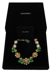 Dolce & Gabbana Elegant Gold Tone Crystal Statement Necklace