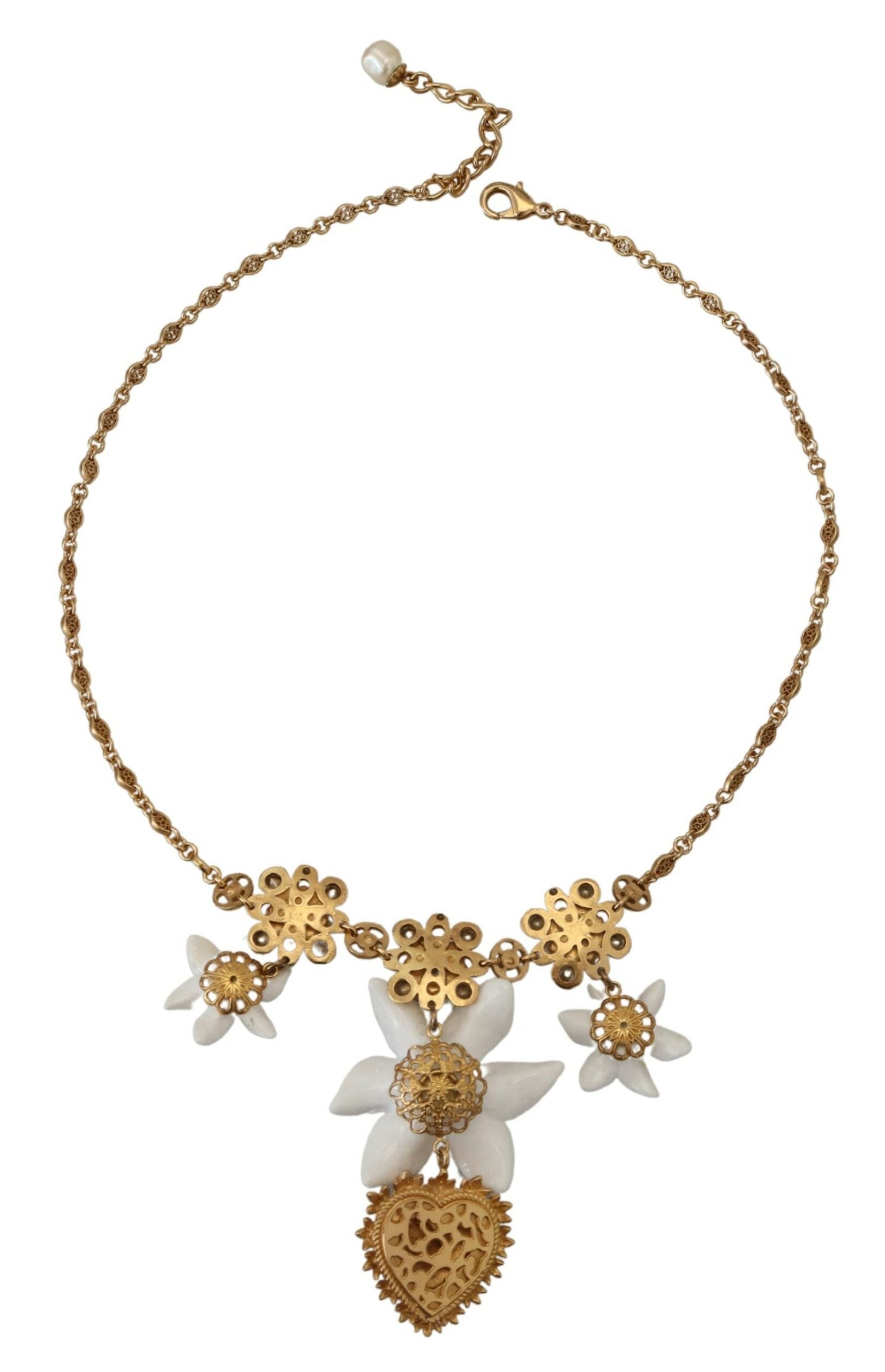 Dolce & Gabbana Golden Lily Flower Pendant Necklace
