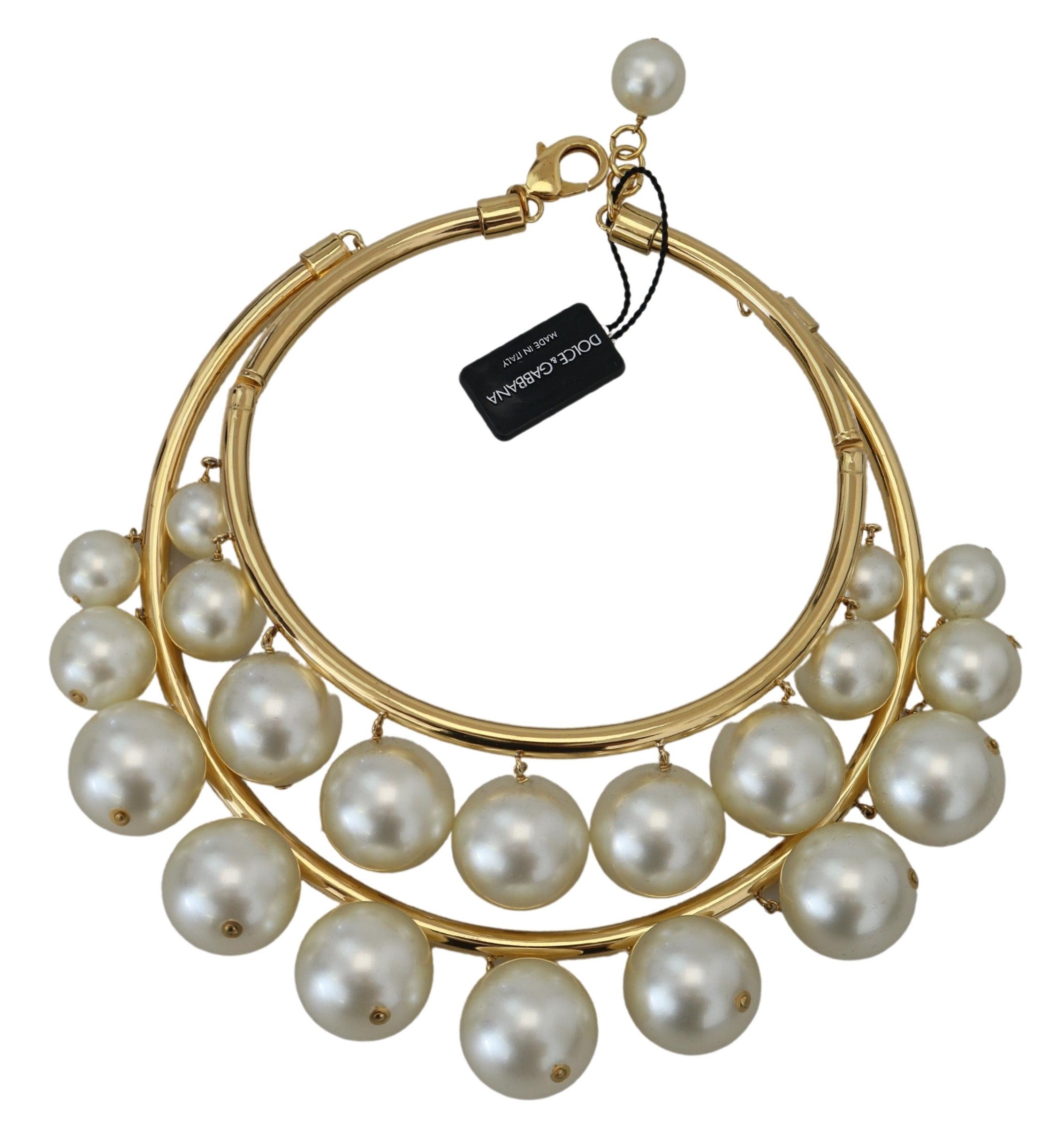 Dolce & Gabbana Elegant Faux Pearl Embellished Gold Choker