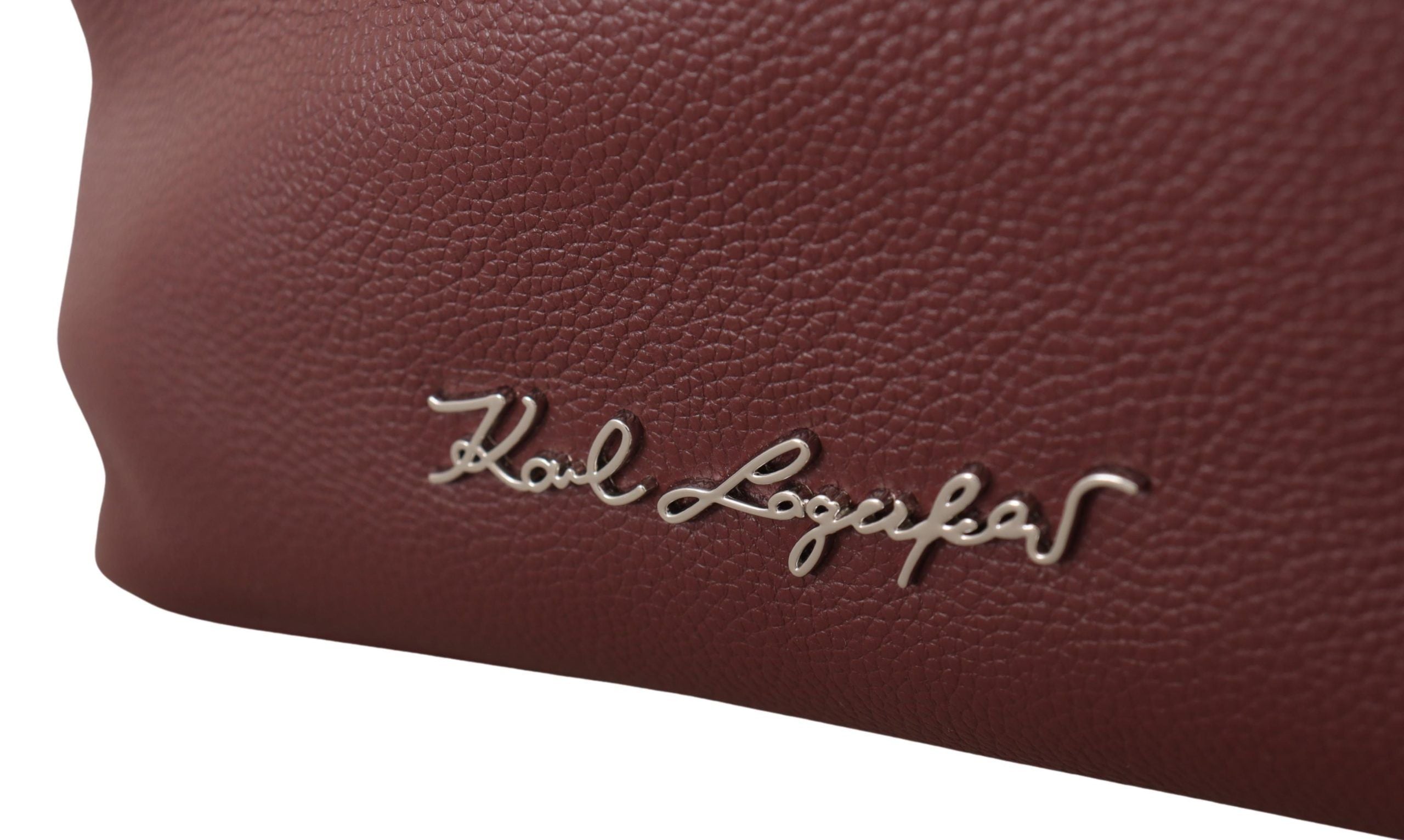 Karl Lagerfeld Wine Pebble Leather Tote Bag
