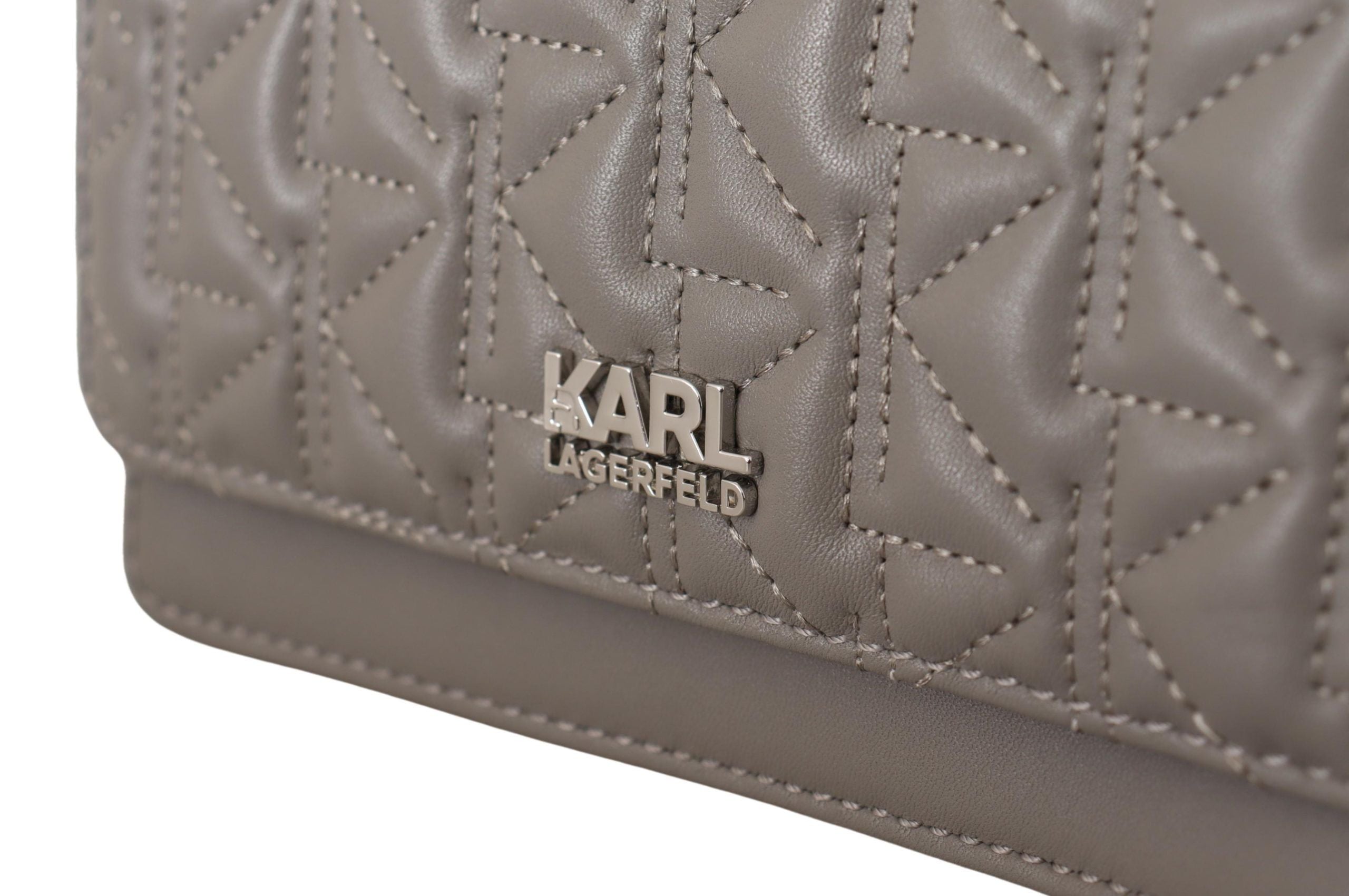 Karl Lagerfeld Light Grey Leather Crossbody Bag