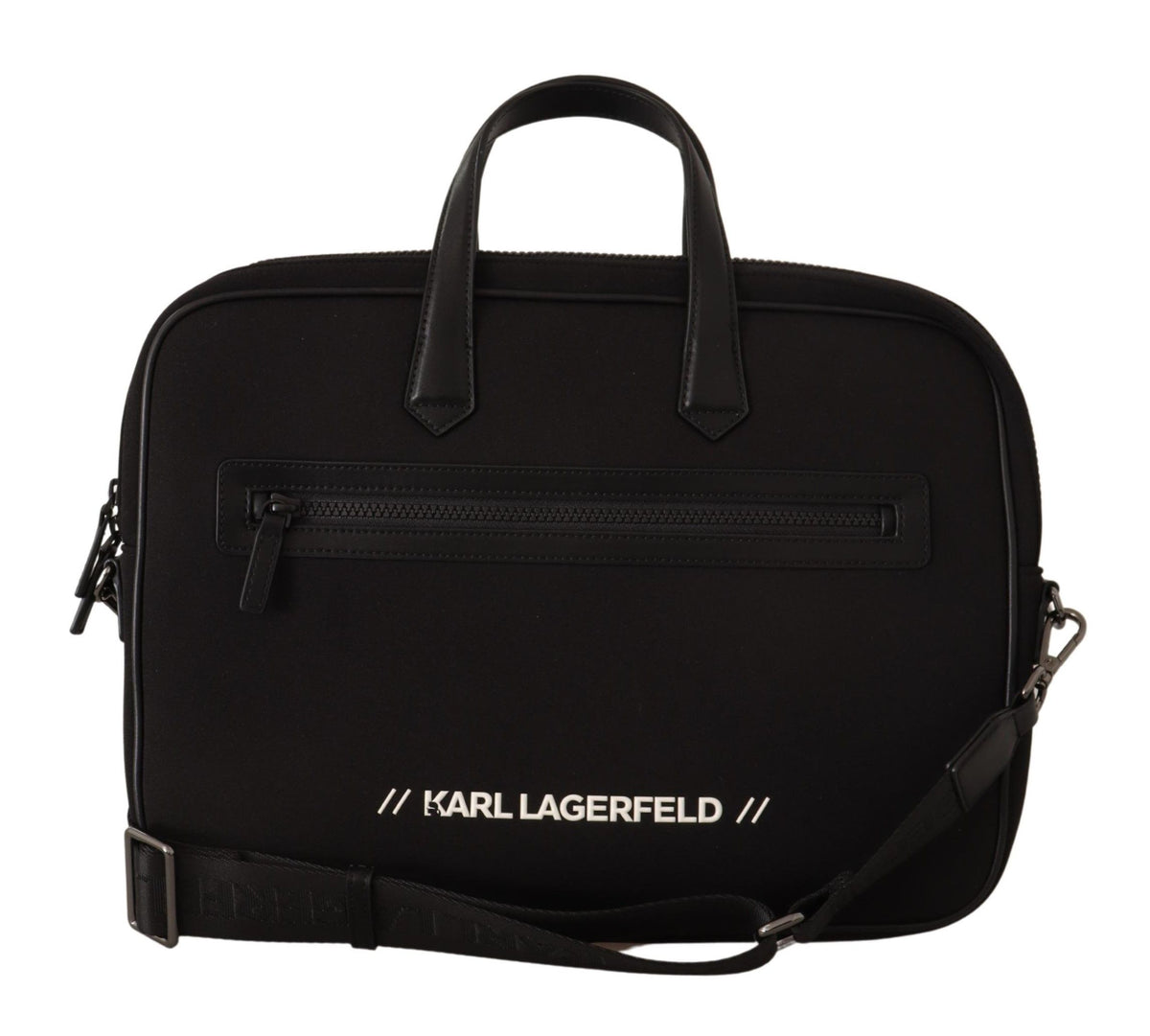 Karl Lagerfeld Black Nylon Laptop Crossbody Bag