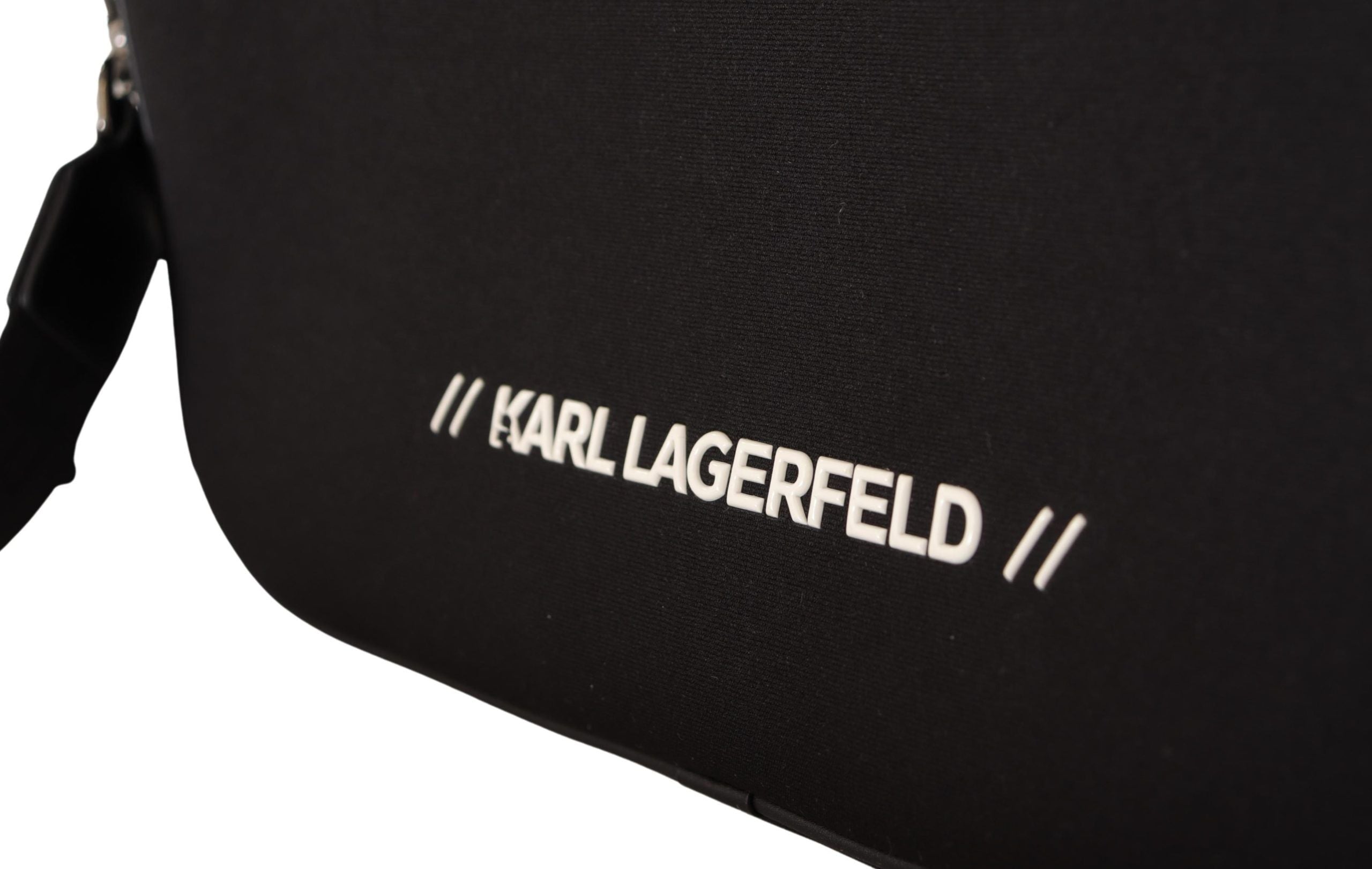 Karl Lagerfeld Black Nylon Laptop Crossbody Bag