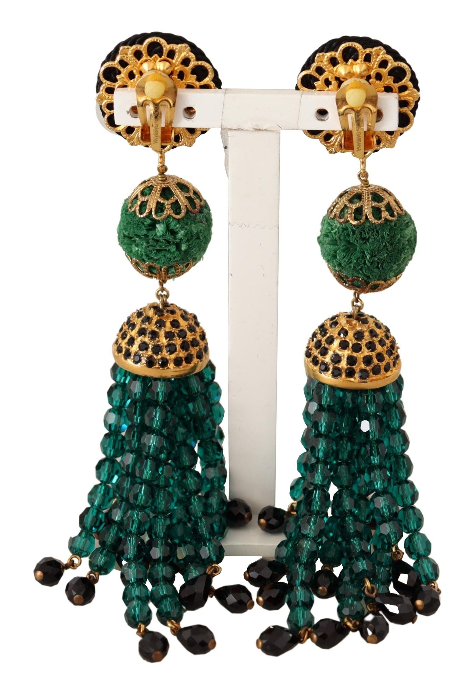 Dolce & Gabbana Elegant Crystal Drop Clip-On Earrings