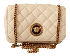 Versace White Nappa Leather Medusa Small Crossbody Bag