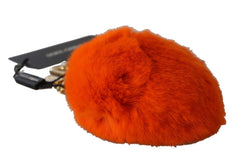 Dolce & Gabbana Chic Gold-Tone Fur Ball Keychain