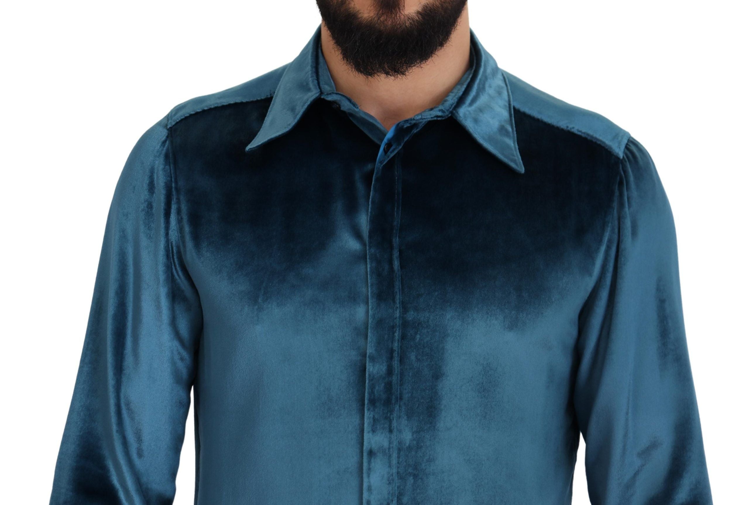 Dolce & Gabbana Elegant Blue Martini Slim Fit Casual Shirt