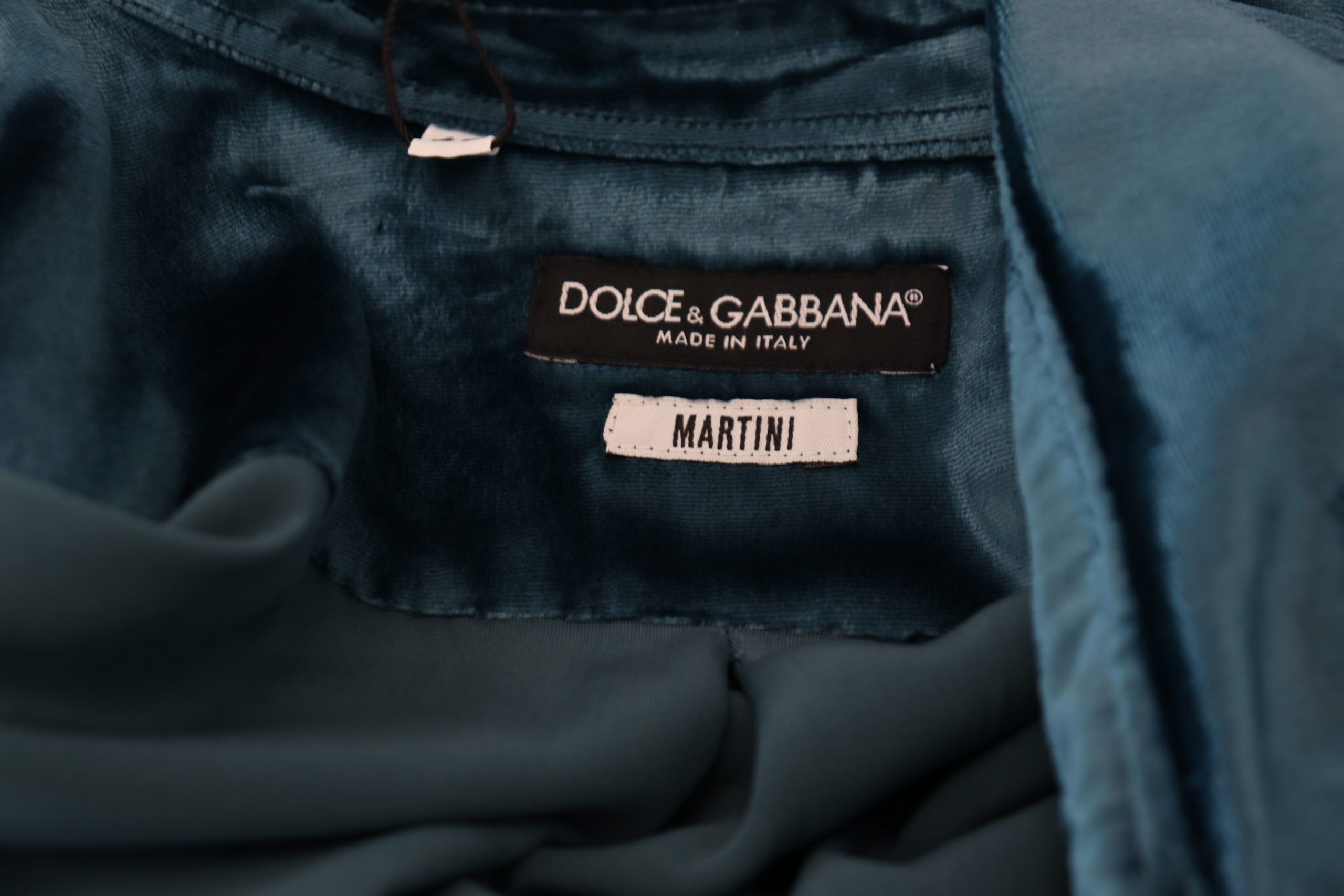 Dolce & Gabbana Elegant Blue Martini Slim Fit Casual Shirt