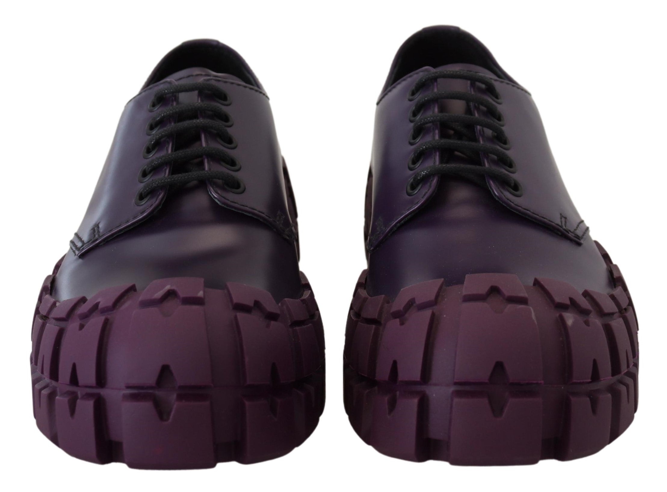 Prada Purple Leather Tractor Lace Up Sneakers Shoes