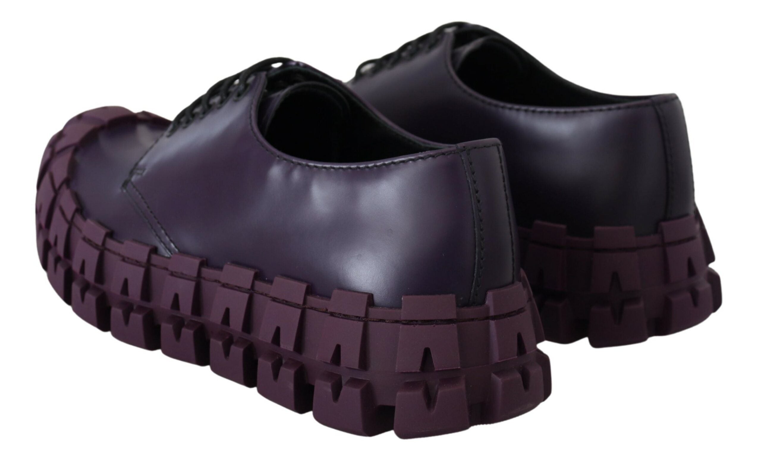 Prada Purple Leather Tractor Lace Up Sneakers Shoes