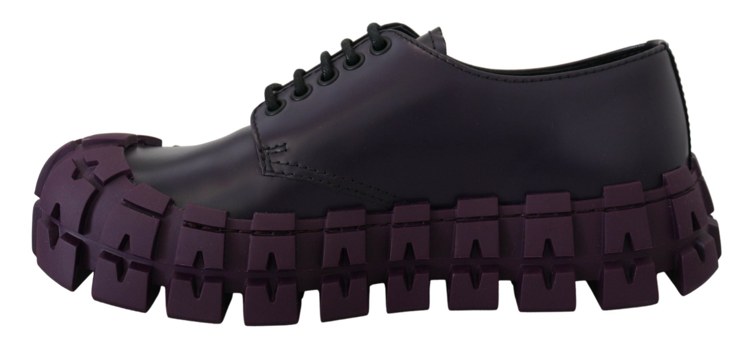 Prada Purple Leather Tractor Lace Up Sneakers Shoes