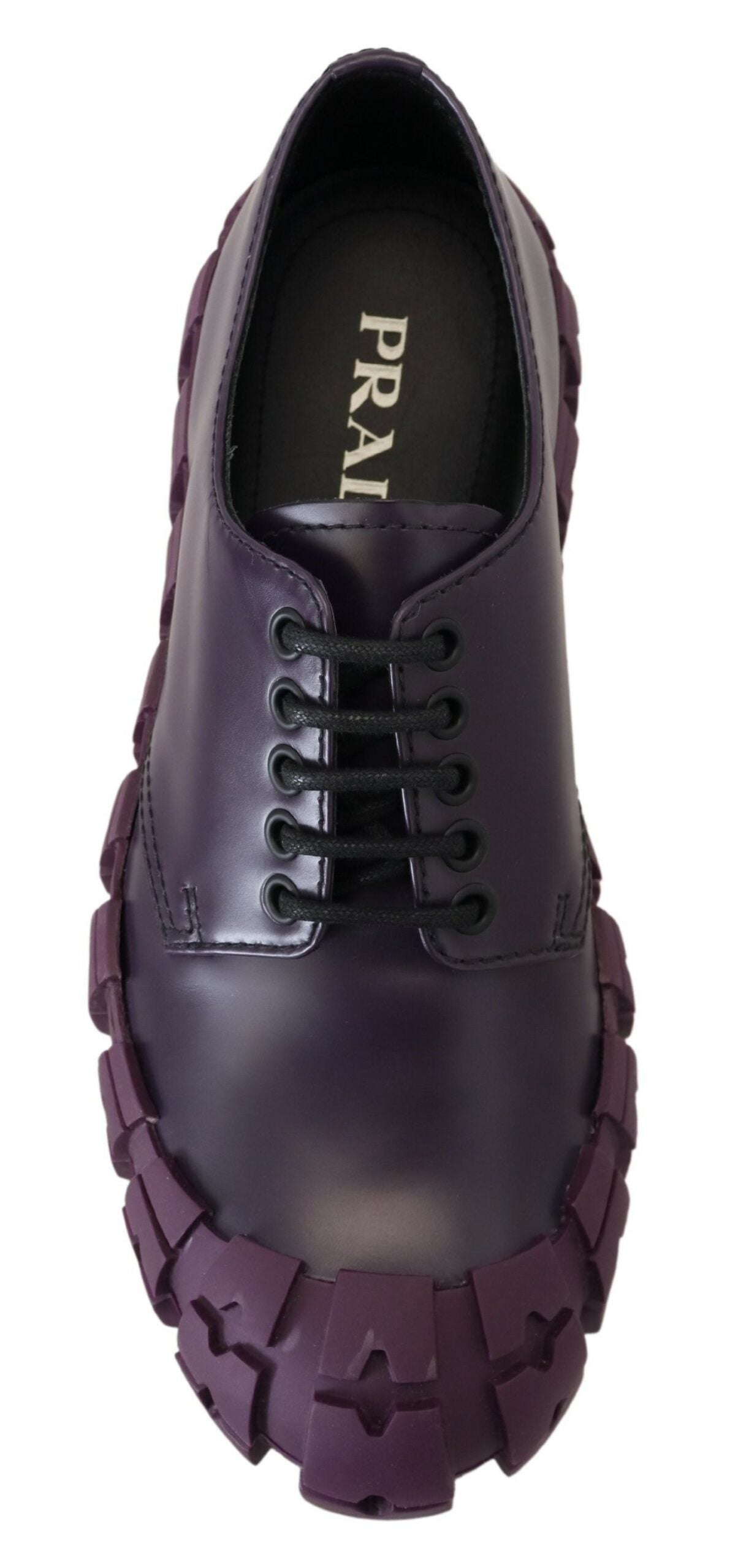 Prada Purple Leather Tractor Lace Up Sneakers Shoes