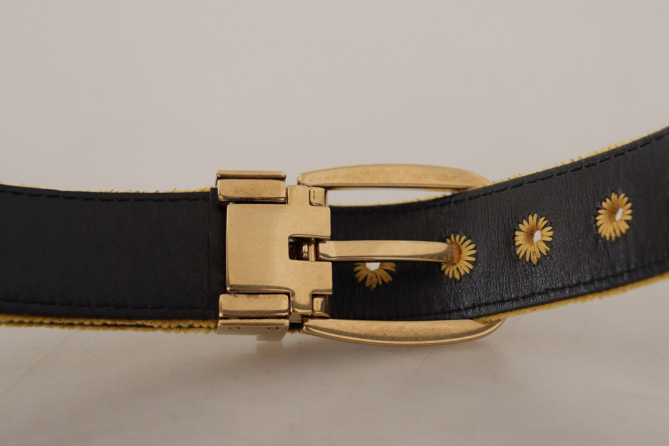 Dolce & Gabbana Elegant Velvet Gold Buckle Women's Belt