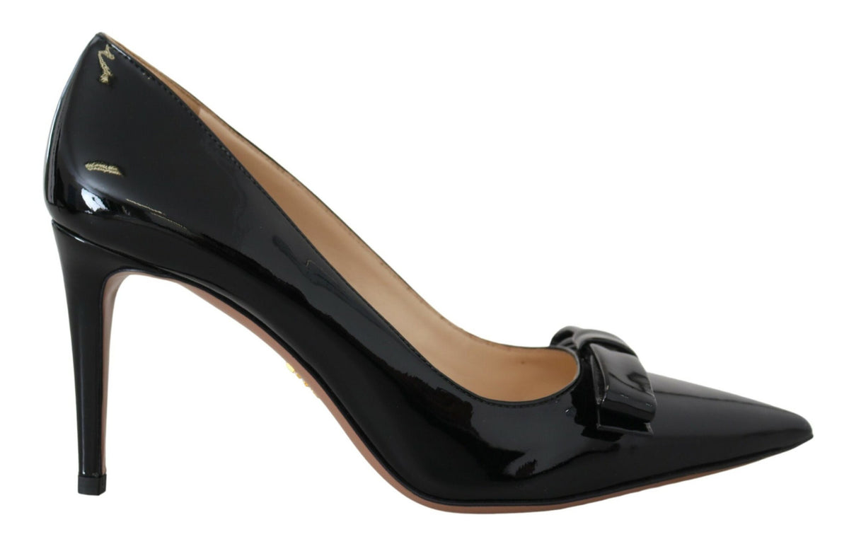 Prada Elegant Patent Black Leather Pumps