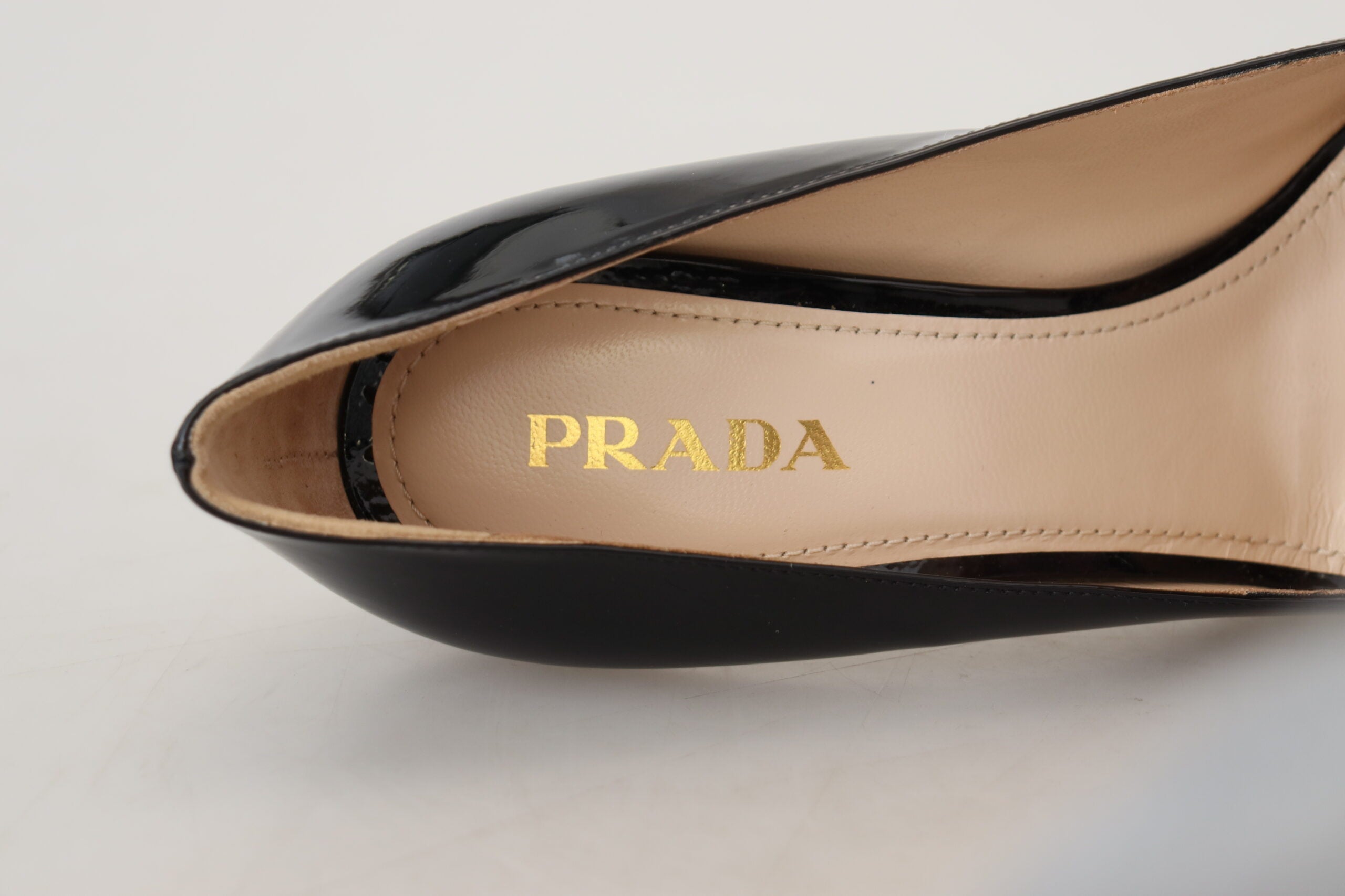 Prada Elegant Patent Black Leather Pumps