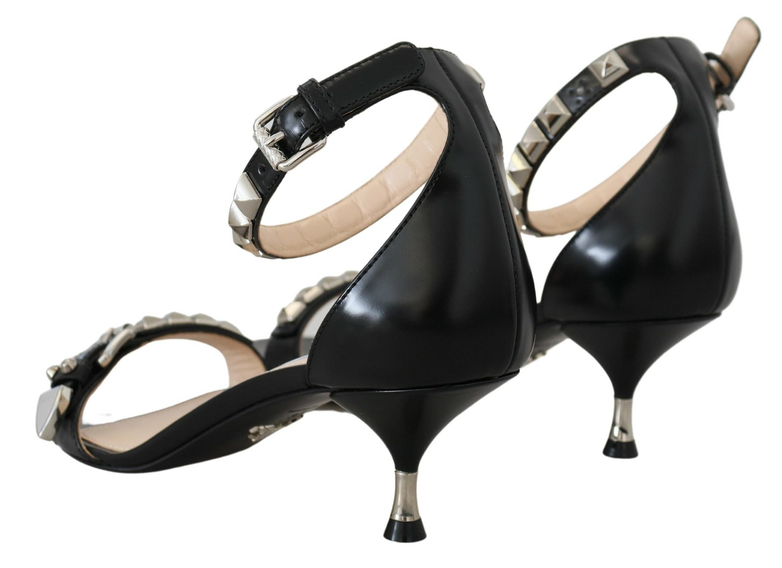 Prada Elegant Black Leather Heels Sandals