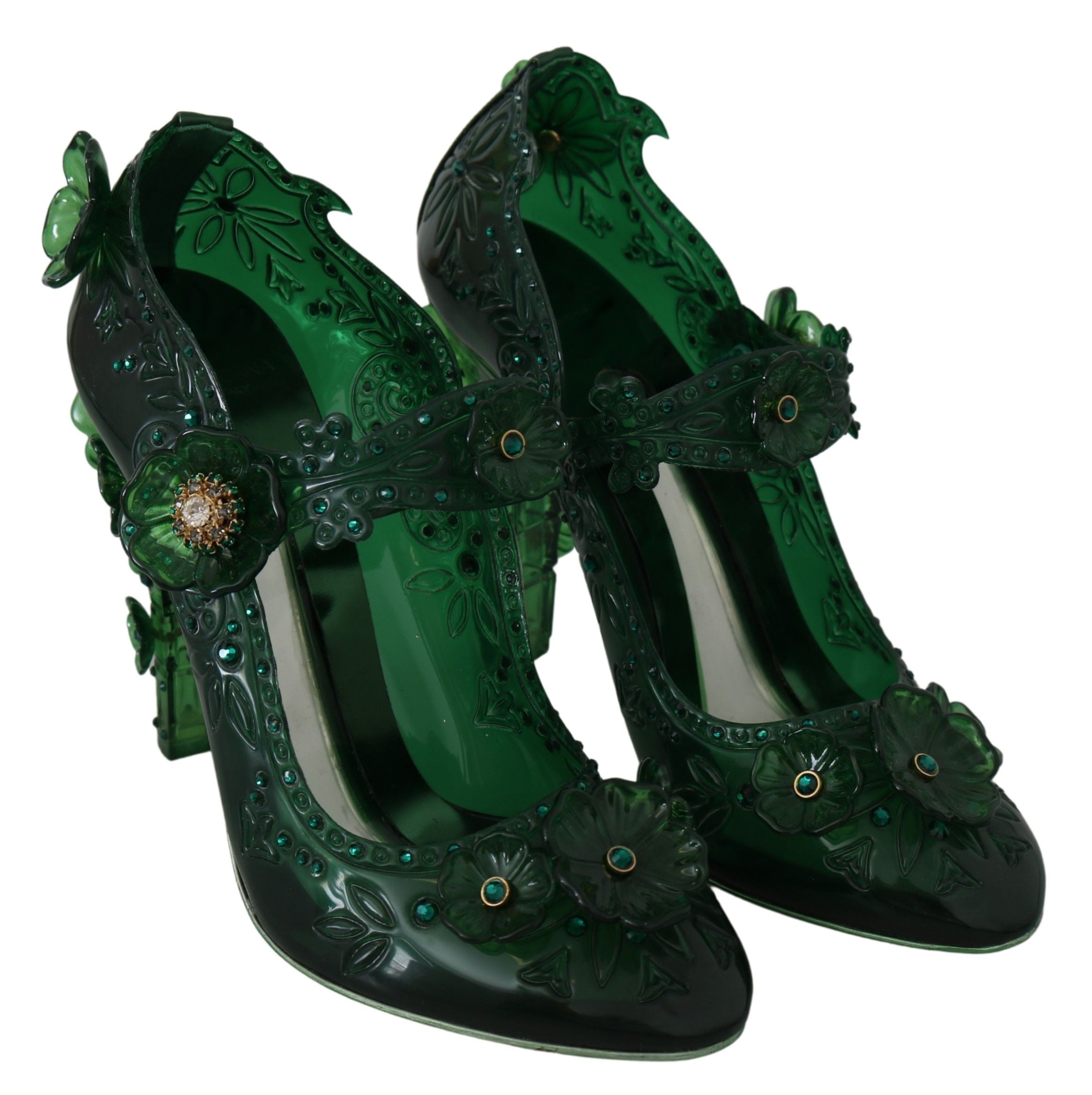 Dolce & Gabbana Emerald Elegance Crystal Cinderella Pumps