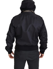 Dolce & Gabbana Black Nylon Hooded Full Zip Men Coat Jacket