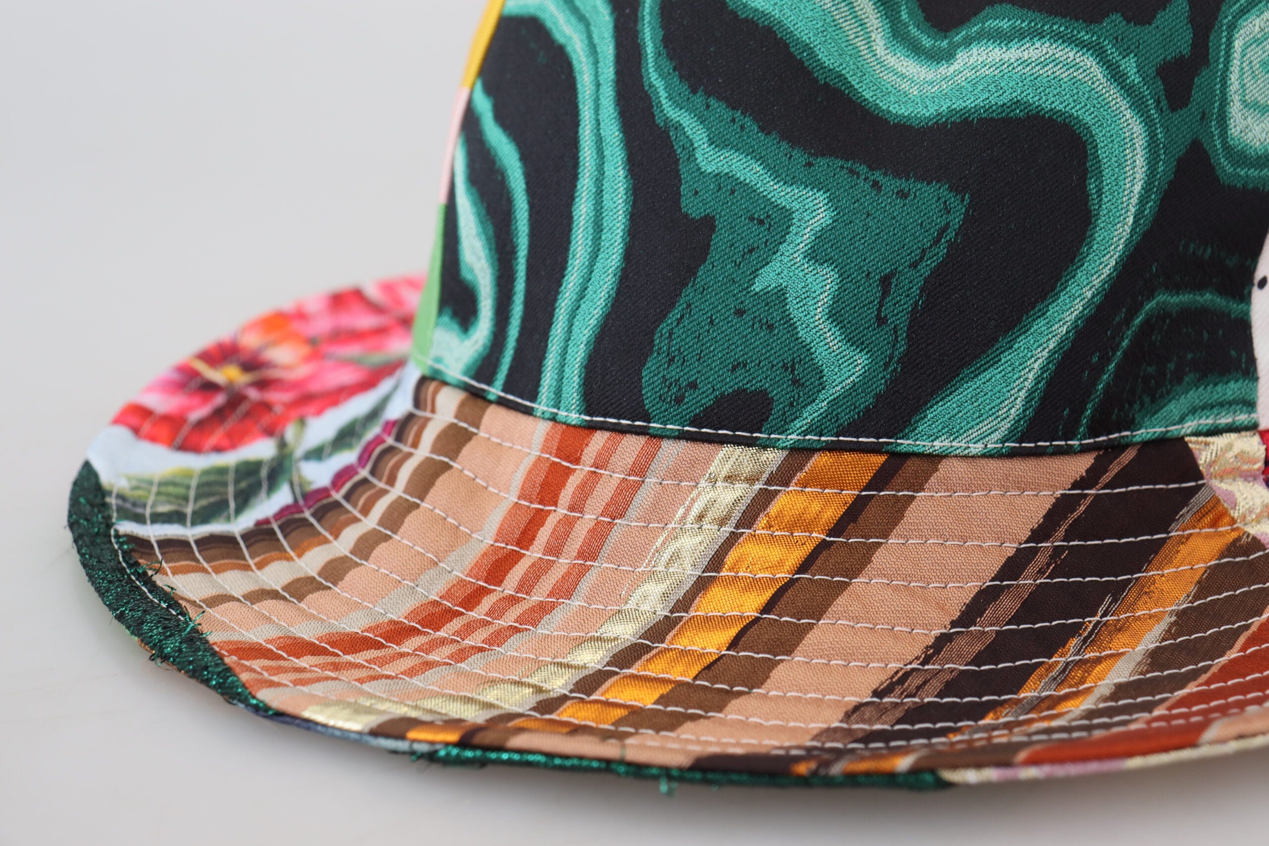 Dolce & Gabbana Multicolor Patchwork Bucket Fedora Cap