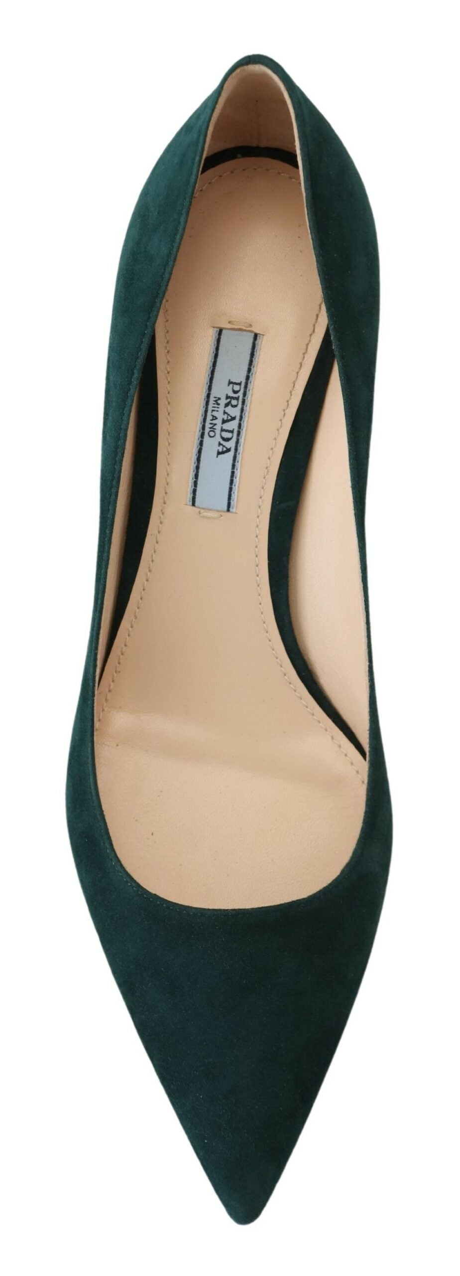 Prada Elegant Green Suede Heels Pumps