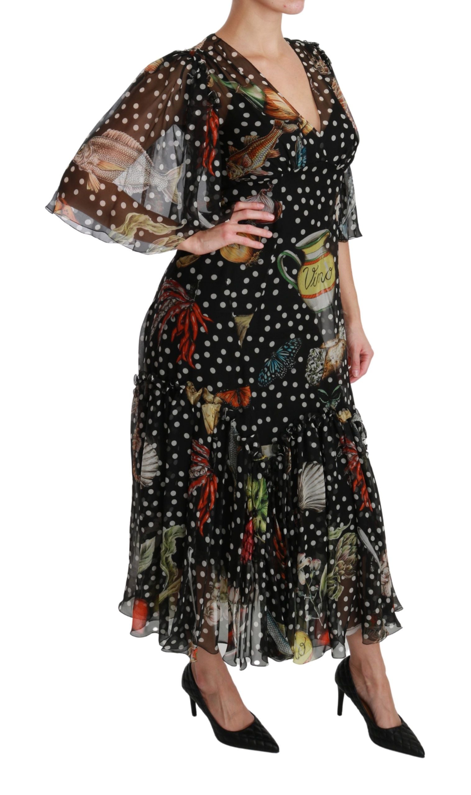 Dolce & Gabbana Elegant Silk Pleated A-Line Maxi Dress