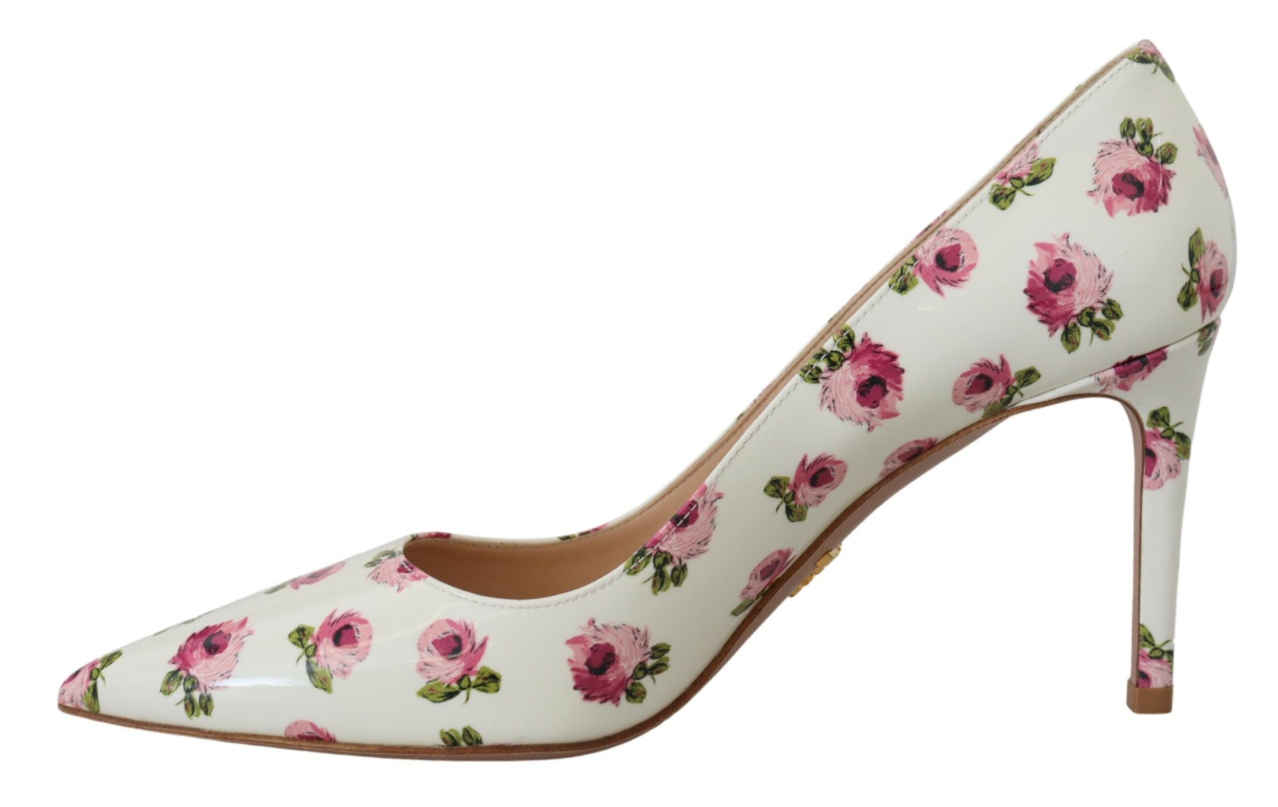 Prada Elegant Floral Print Leather Heels