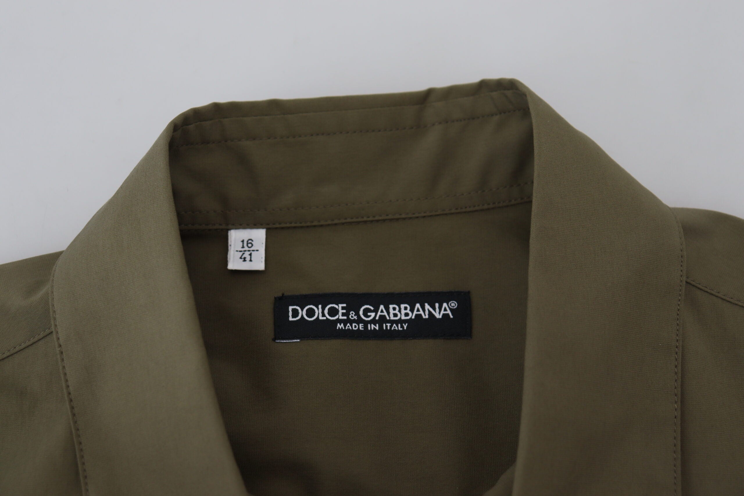 Dolce & Gabbana Green Cotton Stretch Long Sleeves Casual Shirt