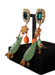 Dolce & Gabbana Elegant Floral Cactus Drop Clip-On Earrings