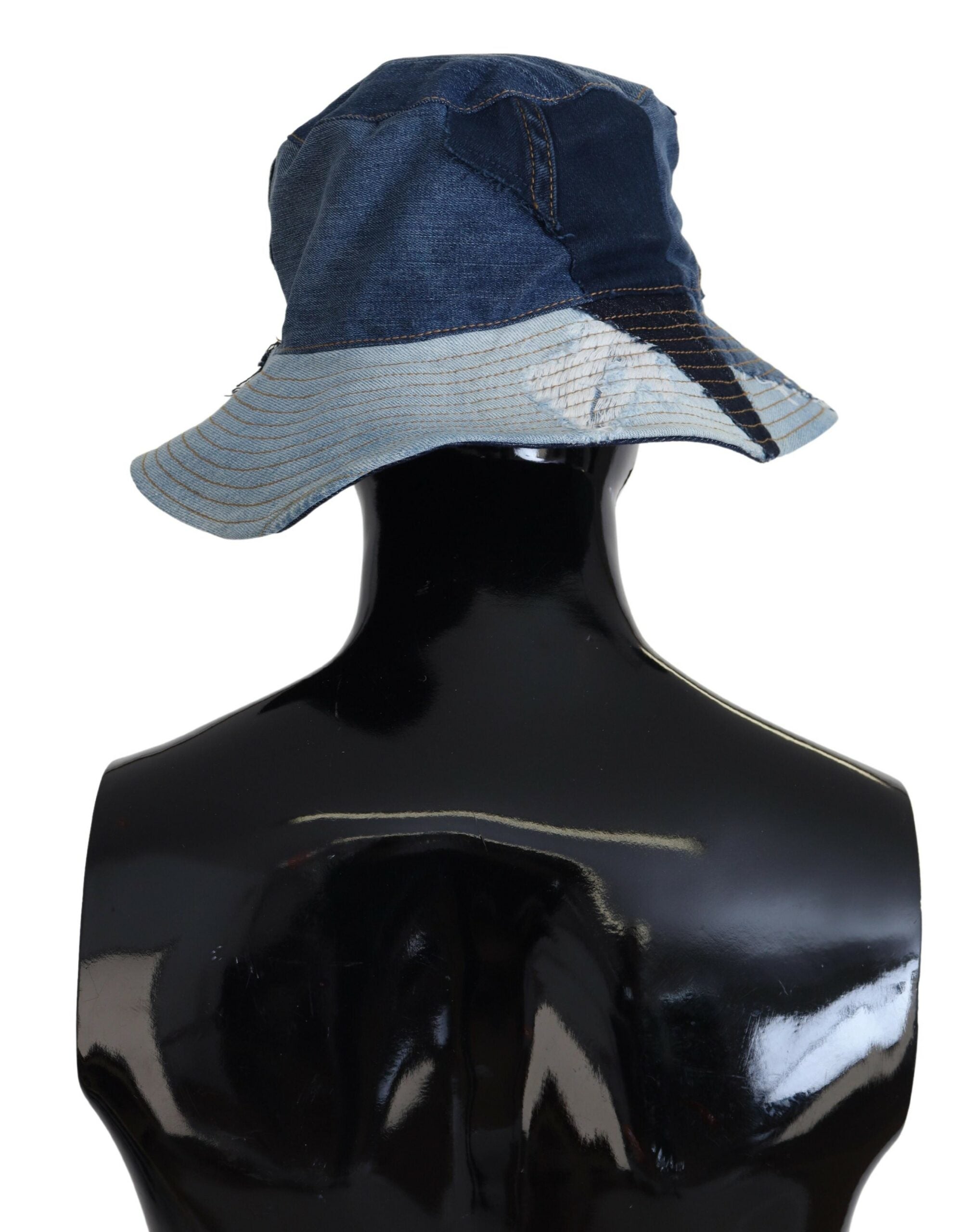 Dolce & Gabbana Elegant Patchwork Bucket Hat in Blue Cotton
