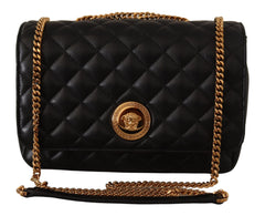 Versace Black Nappa Leather Medusa Shoulder Bag