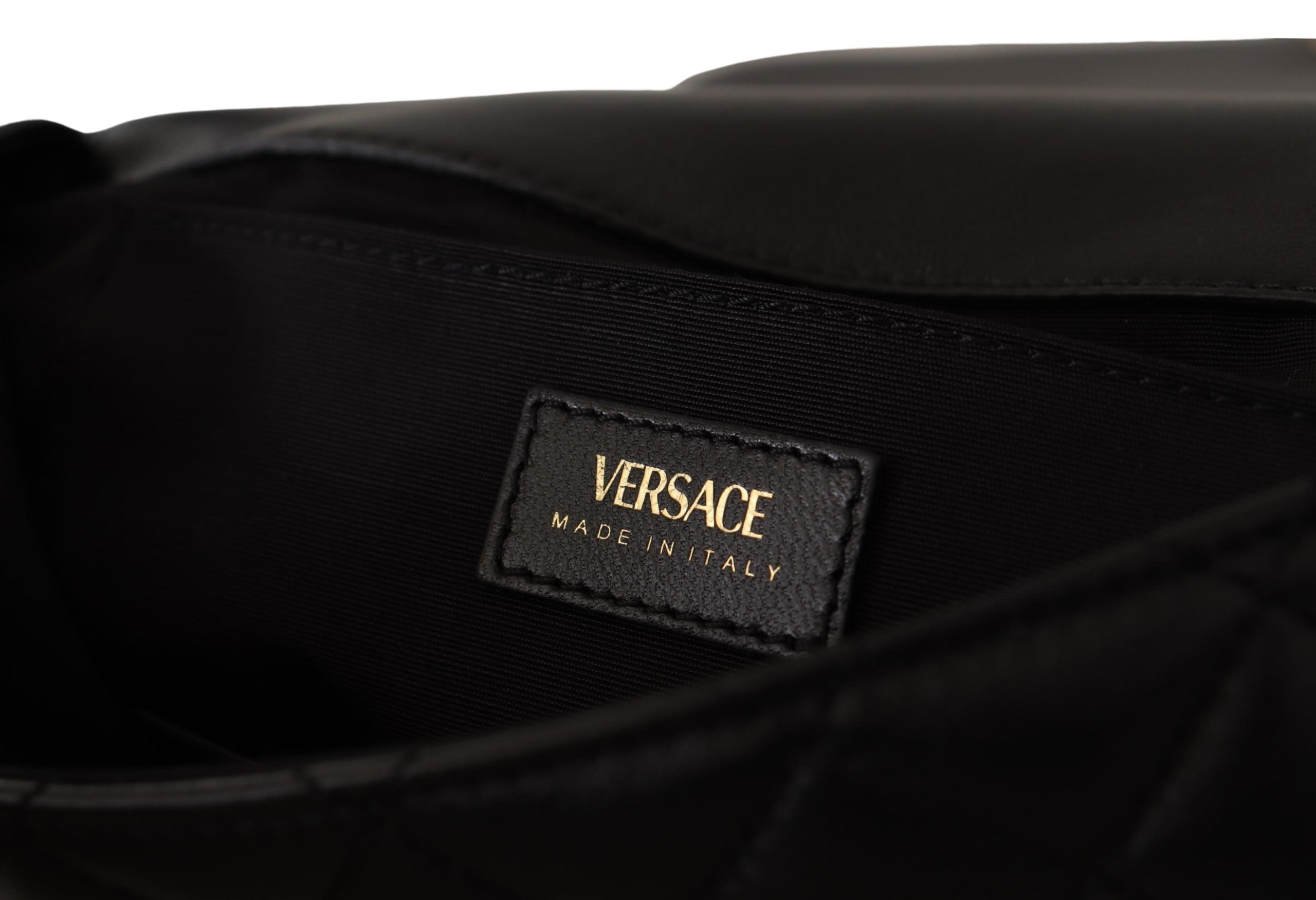 Versace Black Nappa Leather Medusa Shoulder Bag
