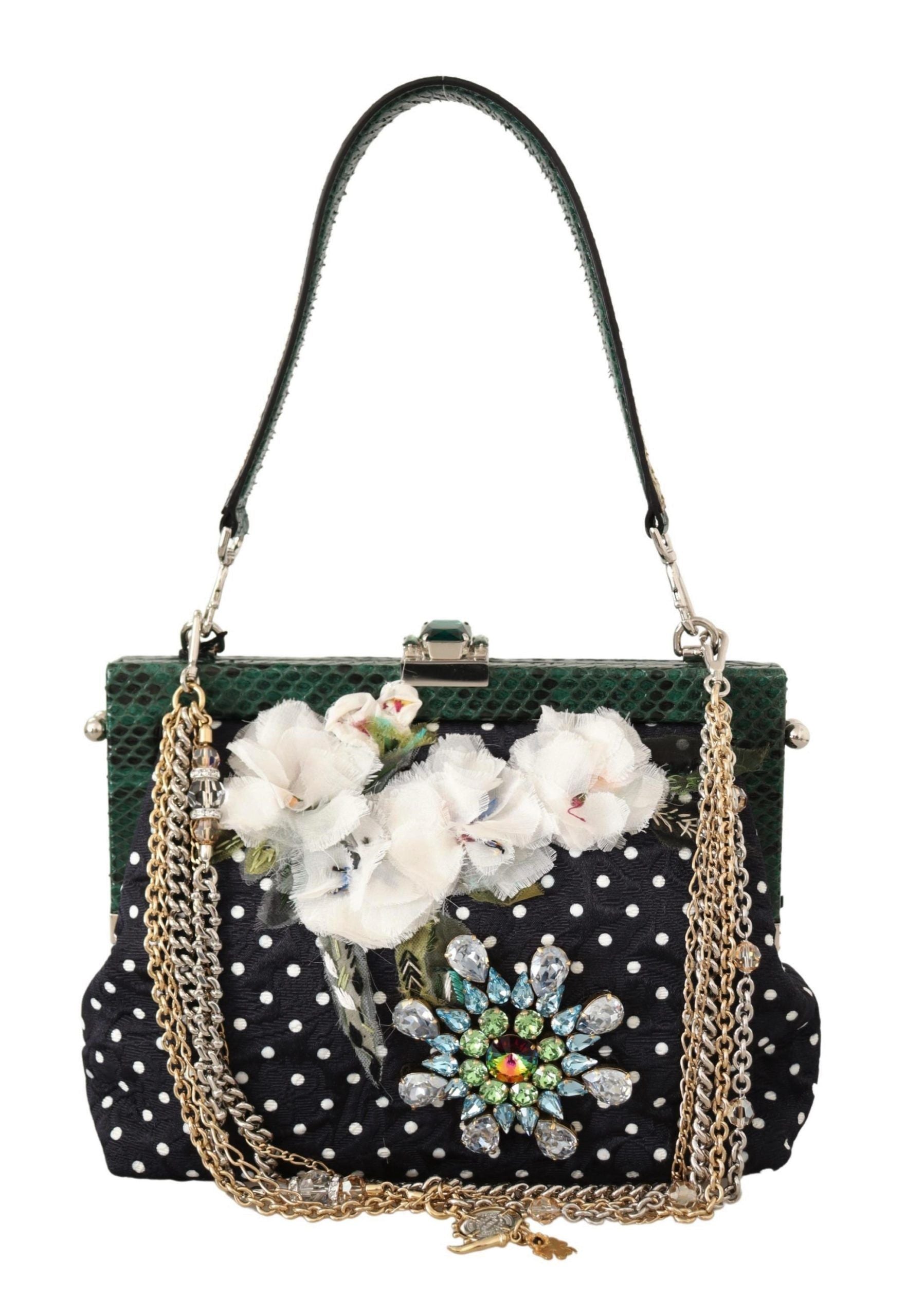 Dolce & Gabbana Elegant Floral & Polka Dot Evening Clutch