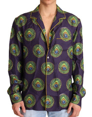 Dolce & Gabbana Exquisite Silk Casual Men's Shirt in Purple and Green