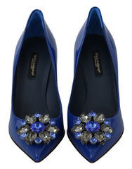 Dolce & Gabbana Electric Blue Patent Leather Pumps with Crystals