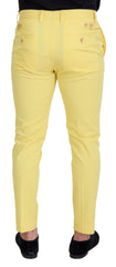 Dolce & Gabbana Yellow Cotton Slim Fit Men Pants