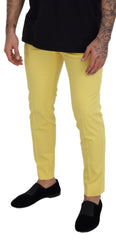 Dolce & Gabbana Yellow Cotton Slim Fit Men Pants