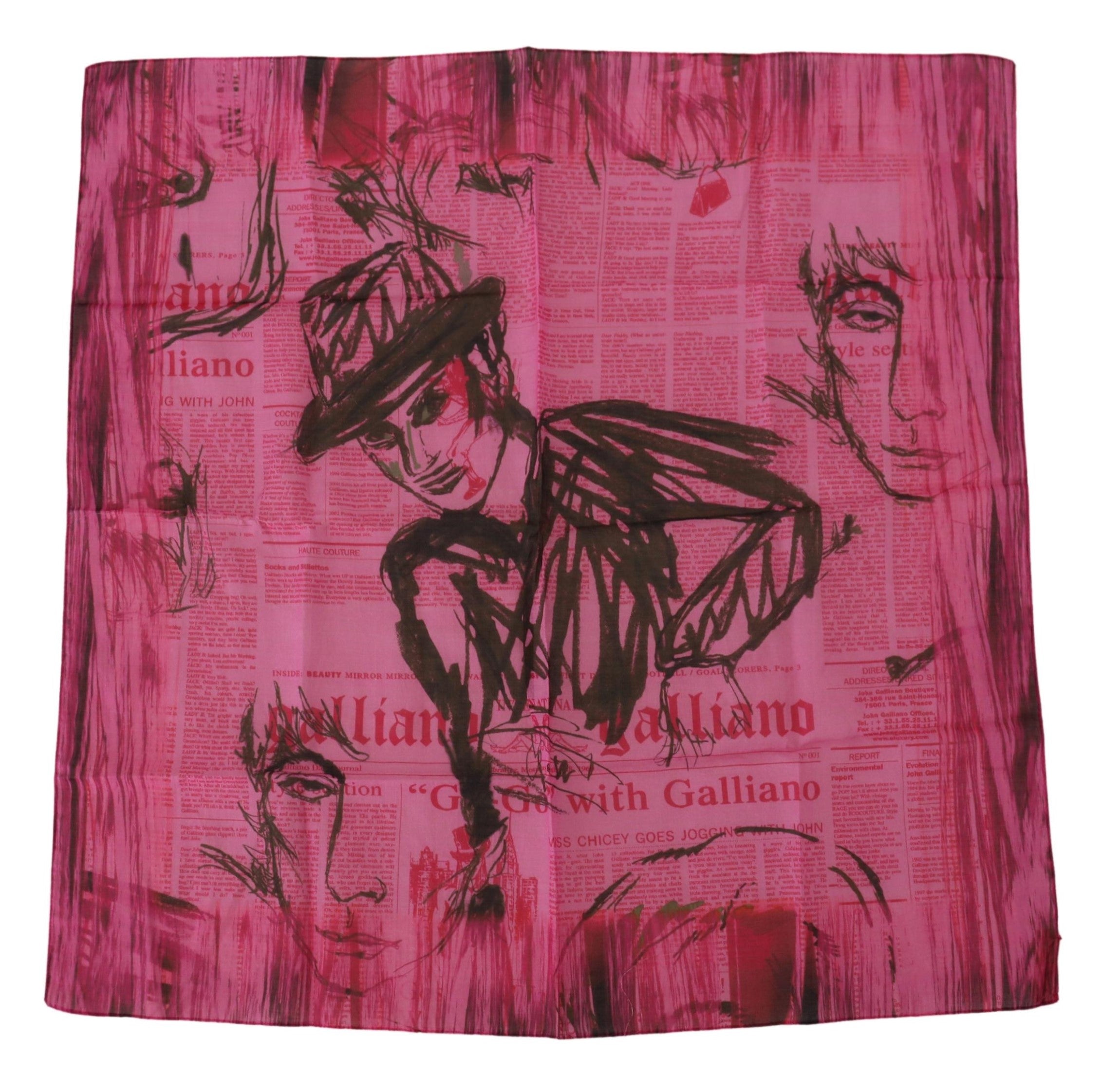 John Galliano Elegant Pink Square Scarf