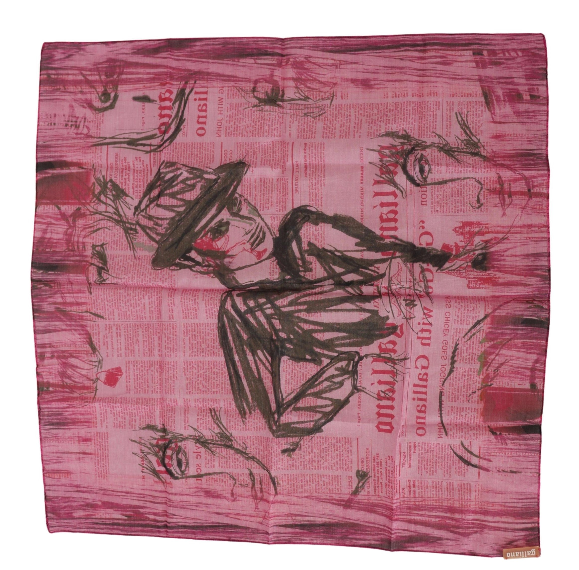 John Galliano Elegant Pink Square Scarf