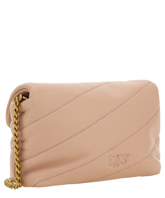 PINKO Pink Calf Leather Love Puff Small Crossbody Bag