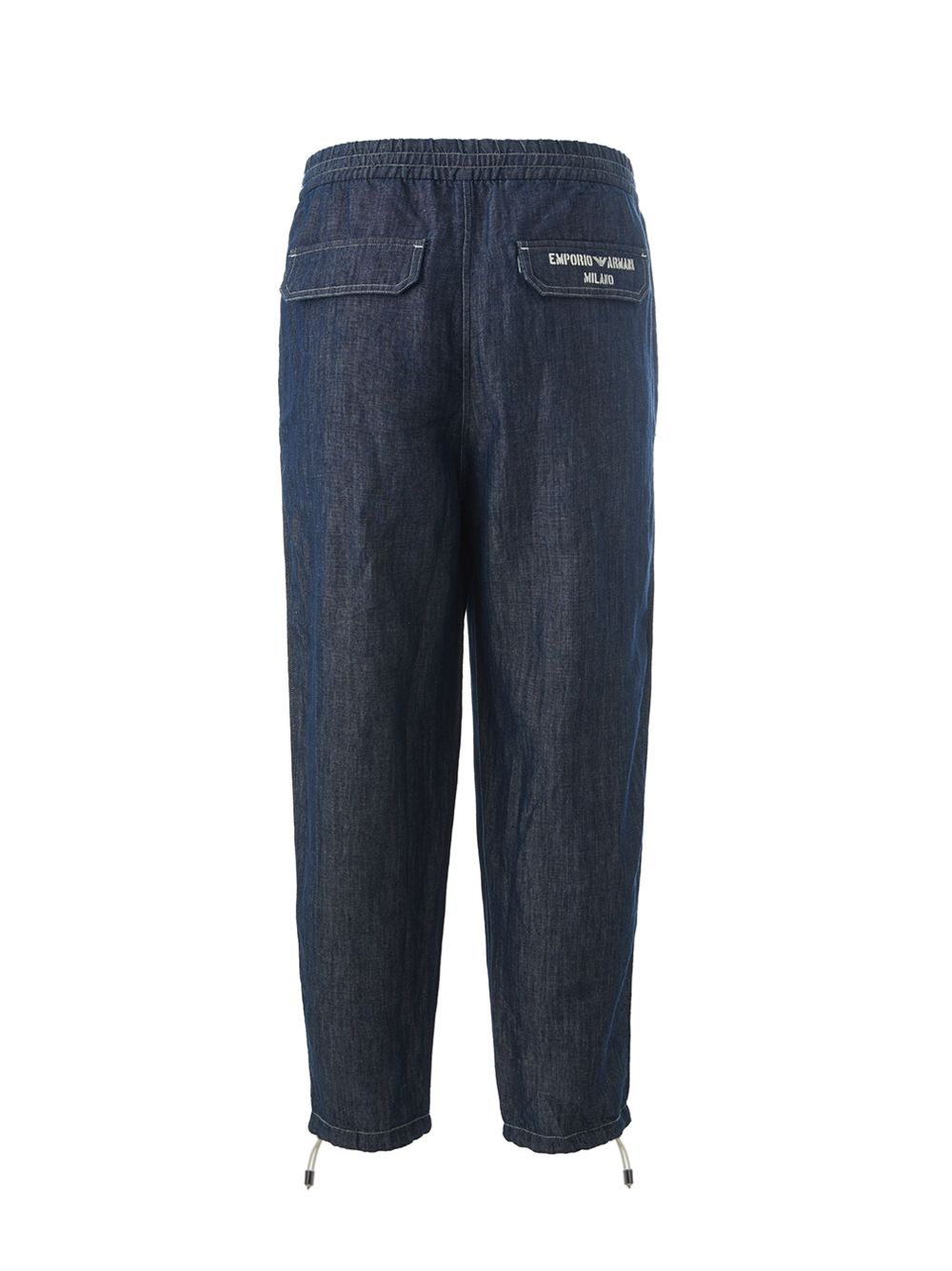 Emporio Armani Blue Trousers with Elastic Band on Waist