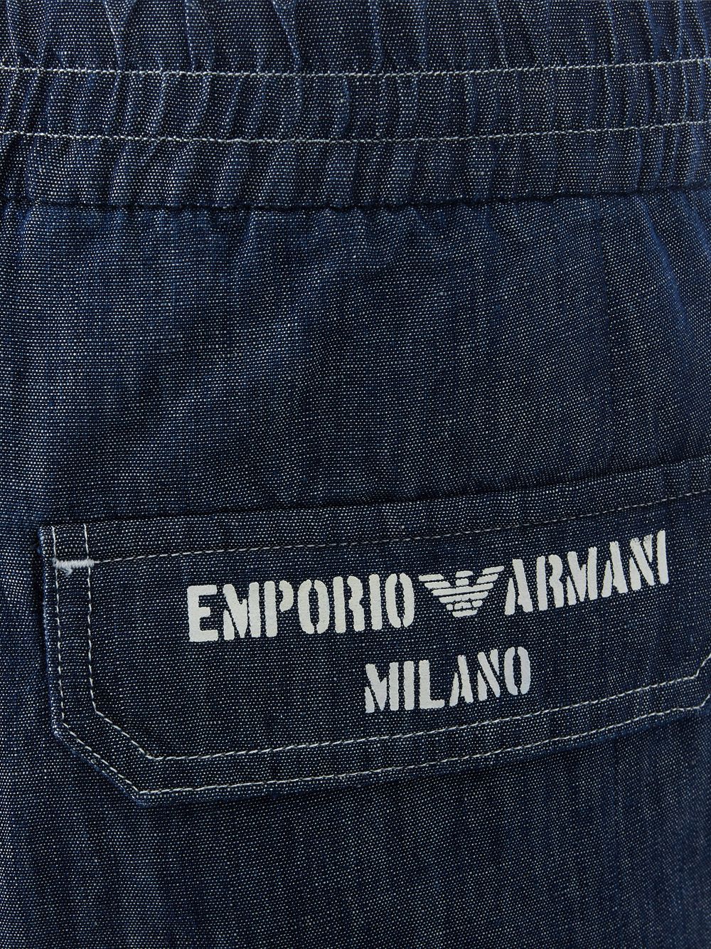 Emporio Armani Blue Trousers with Elastic Band on Waist